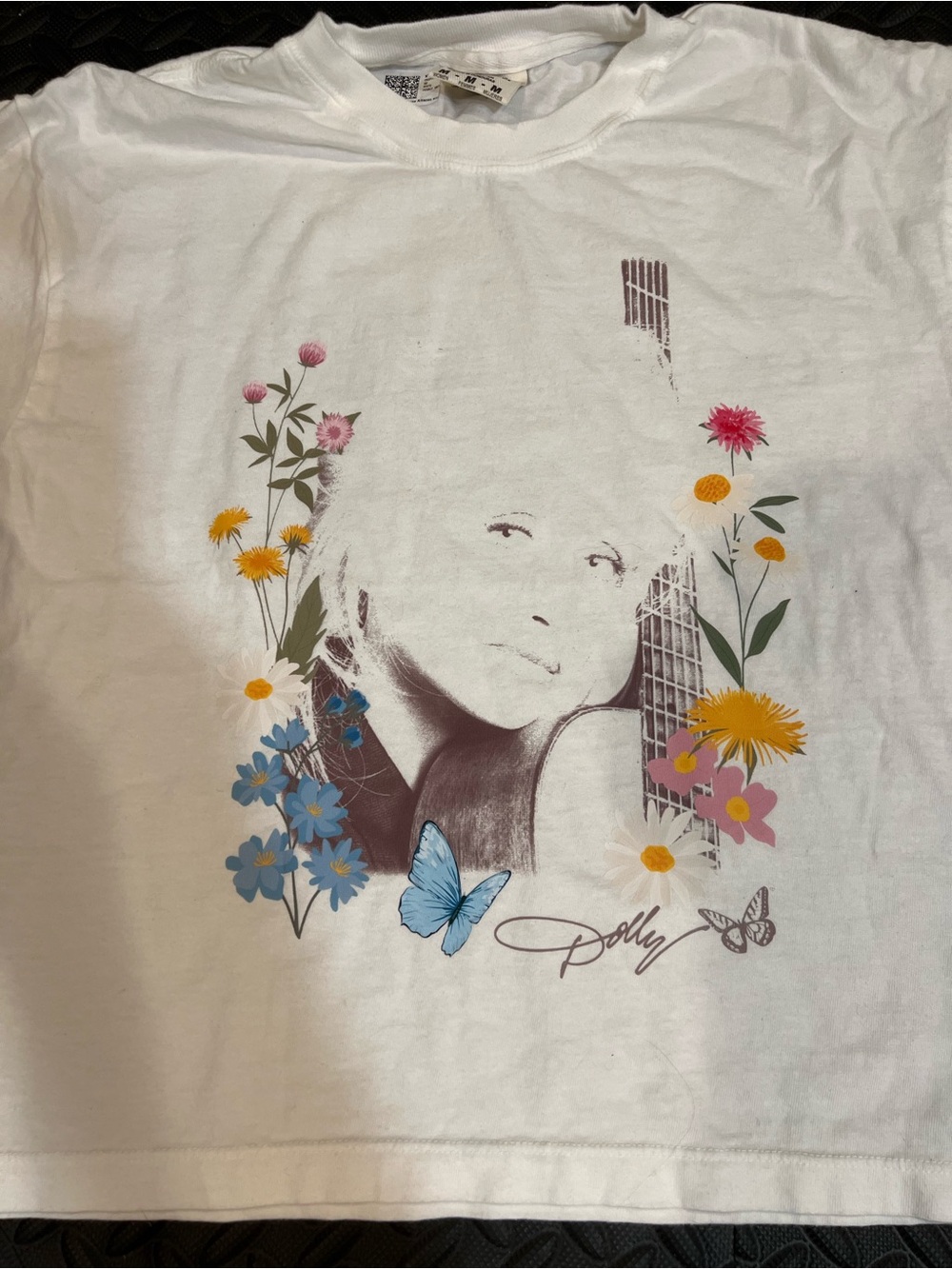 Comfort Colors Dolly Parton White Floral Butterfly Graphic Tee